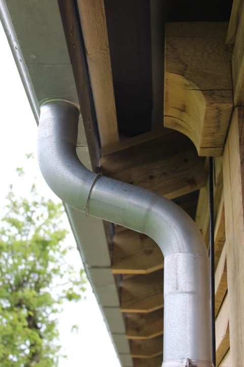 Oak frame with zinc gutter 