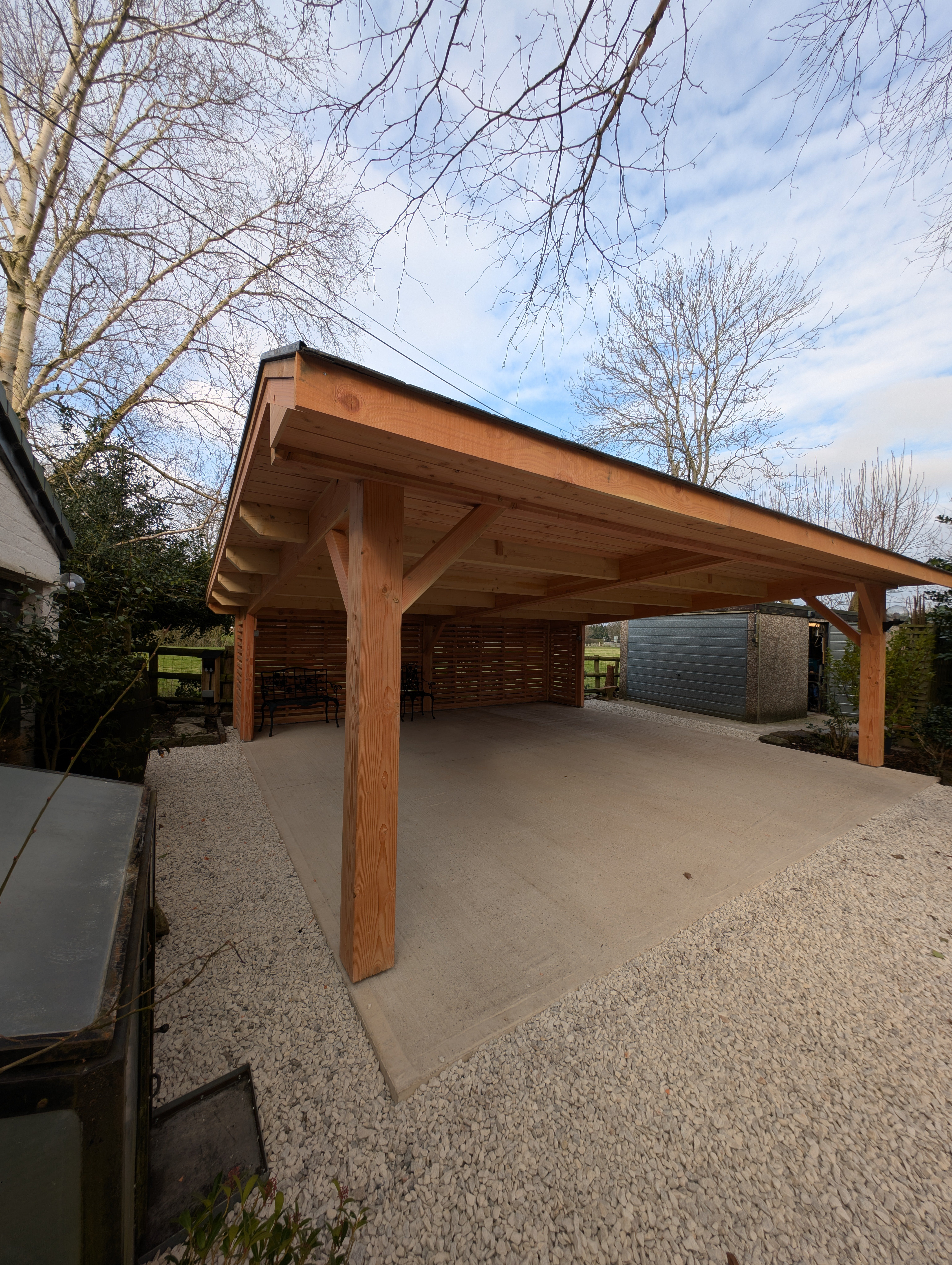 Douglass fir carport completed 
